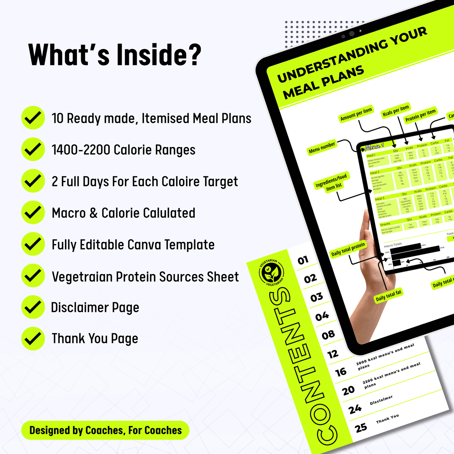 Rebrandable Vegetarian Meal Plan Examples for Coaches