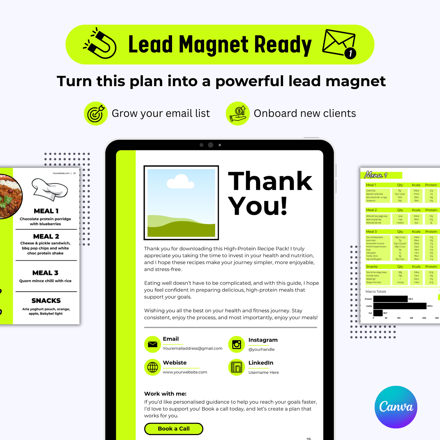 Rebrandable Vegetarian Meal Plan Examples for Coaches